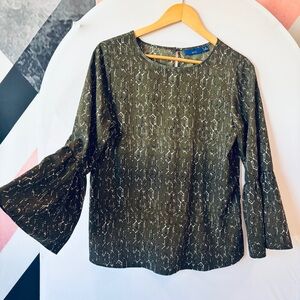 Apt. 9 Dark Olive Geometric Blouse